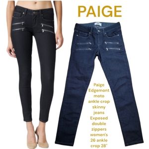 Paige Edgemont Women's Twilight Zippered Ultra Skinny moto ankle crop jeans 26